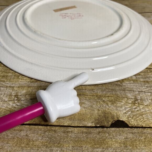 Pottery Guild of America Large Cake Plate-Hand-Painted Tulips-13.5-1940s Vintage - Picture 12 of 15